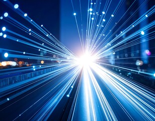 Obraz premium Night road bursts with light trails