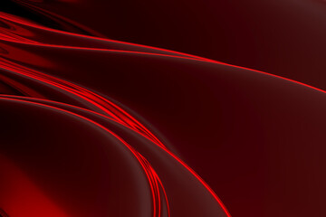 Elegant flowing red abstract design for modern interior decor. 3d render