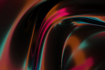 Abstract colorful fluid waves with neon glow effect for modern design. 3d render