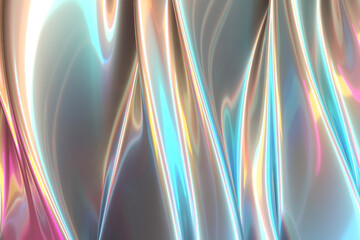 Abstract iridescent fluid waves for modern interior design. 3d render
