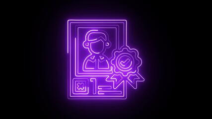 glowing neon winner trophy icon isolated, black background, HD video motion graphic animation - Powered by Adobe