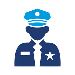 Security Officer Icon Vector Illustration Blue Version