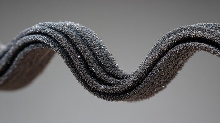 Iron filings aligning along the invisible boundary of a magnetic field, forming curved lines that reveal the shape of force.