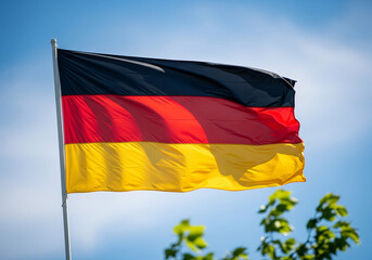 german flag on bright blue sky background