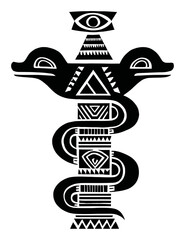 Intricate Engraved Design of a Serpent and Eye Symbolizing Wisdom and Healing