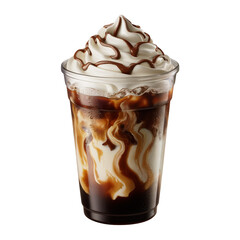 Delicious frozen chocolate dessert with whipped cream in a glass