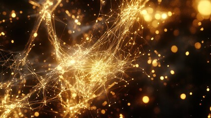 Abstract network of golden particles in dark space