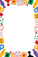Board Games Vertical & Portrait Poster Template. Fun Doodle & Cartoon Framewith Copy Space