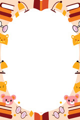 Cute Pets Vertical & Portrait Poster Template. Cartoon Dog & Cat Doodle Frame with Copy Space.