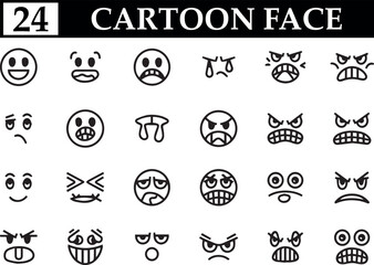 Simple cartoon face silhouette icon set isolated on transparent background 