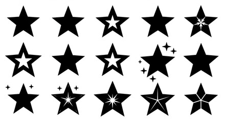 Fototapeta premium Star icon set, collection of black stars in different styles, vector illustration.