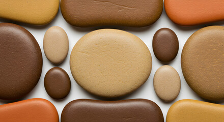 Obraz premium Arrangement of diverse earthy toned stones creating a natural mosaic pattern for design elements