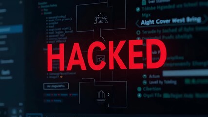 Computer Screen Displaying Hacked Alert: Visualizing Cybersecurity Vulnerabilities and Data Breaches with Warning Signs - Stock Photo Concept with Empty Space for Text - Powered by Adobe