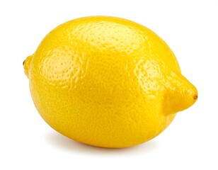 Single lemon on white background