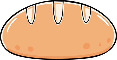 Illustration of a loaf of bread, showing details of crust and shape.