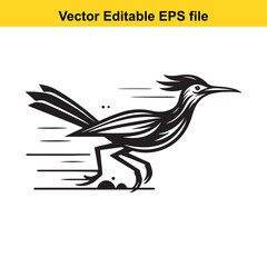 Obraz premium Vector art of black and white illustration of a songbird perched on a branch, isolated on white background long horn, , long horn