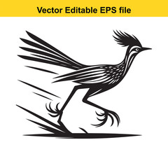 Vector art of black and white illustration of a turkey displaying its tail feathers long horn, , long horn