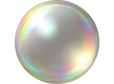 Iridescent pearl sphere abstract background design element. Isolated On Transparent Background