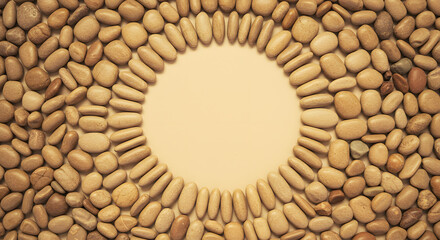 Stone Circle Frame with Empty Space, Minimalist Aesthetic, Textured Surface, Natural Background