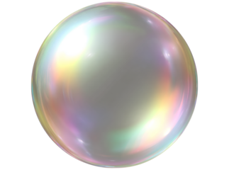 Iridescent pearl sphere abstract background design element. Isolated On Transparent Background