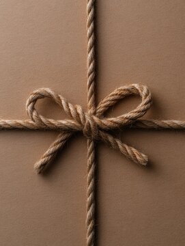 Package Tied With Natural Rope and Finished With a Bow on Kraft Paper