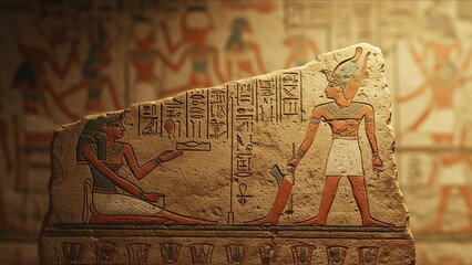 Ancient Egyptian Hieroglyphics Stone Carving