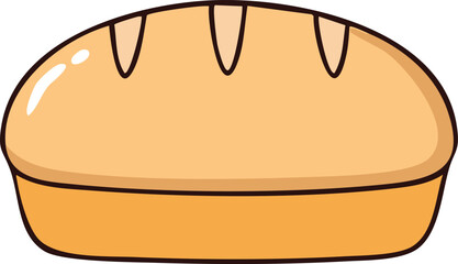 A cartoon illustration of a loaf of freshly baked bread, ready to eat.