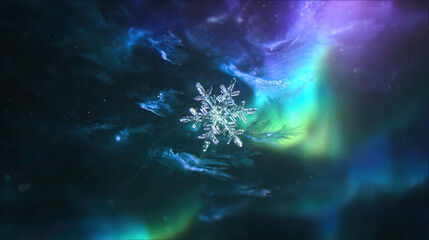 極北 の 夜空 に 育つ 虹雪結晶 / Iridescent Snowflake Growing in Polar Night Sky