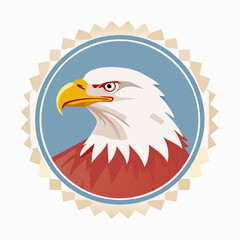 Fototapeta premium Majestic Bald Eagle Portrait within Decorative Emblem - Symbol of American Patriotism