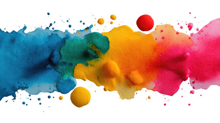 Vibrant Watercolor Splatter: A dynamic watercolor display of colorful splashes and droplets, showcasing a blend of vivid hues and textures, perfect for artistic backgrounds.