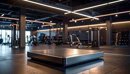 A sleek, modern gym platform stands ready for intense workouts in a professional fitness center.
