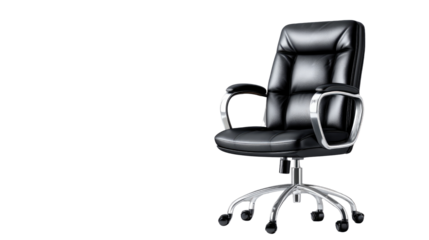 Executive Comfort: A close-up captures a premium leather executive chair, offering comfort and luxury in a modern office or home setting, showcasing the sleek design and ergonomic features.