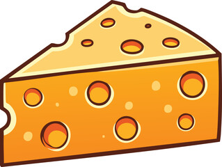 A cartoon wedge of Swiss cheese, showing numerous holes and a slightly bitten edge.