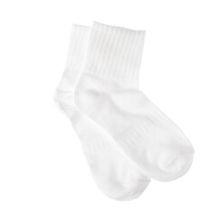 Pair of comfortable socks isolated on white, top view