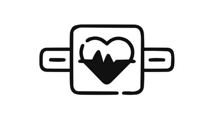 Fototapeta premium A stylized smartwatch with a heart rate monitor displayed on the screen in black and white style