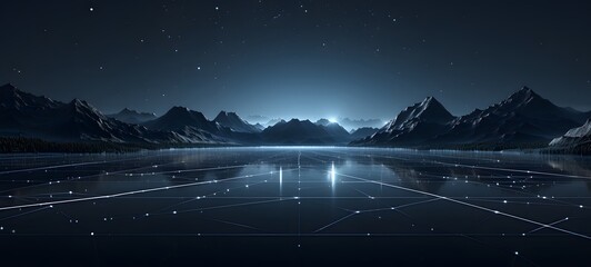 lake Wireframe, mozaic art, generative AI