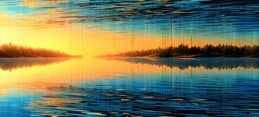 lake Wireframe, mozaic art, generative AI