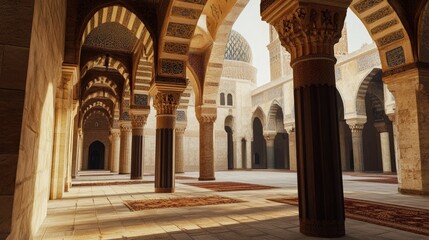 Majestic Mosque Courtyard: A Glimpse into Architectural Grandeur