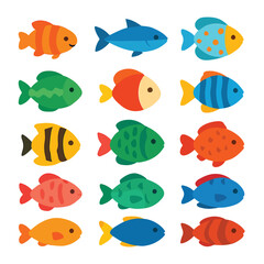 Naklejka premium Colorful cartoon fish collection aquatic ocean