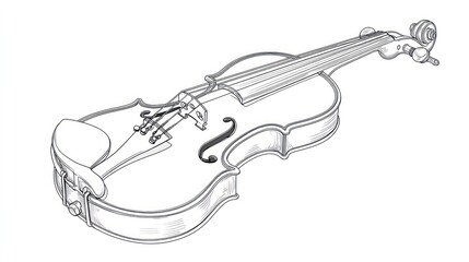Obraz premium Line art illustration of a violin, capturing its curves and details in monochrome