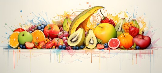 fruits slice Wireframe,creative commons attribution, generative AI