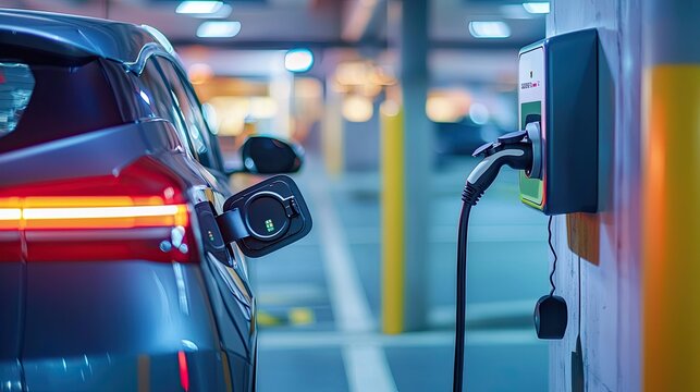 Electric car charging station for charge EV battery. Plug for electric vehicle. EV charger.