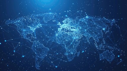 Obraz premium Global network connection. World map point and line composition concept of global business. Vector Illustration