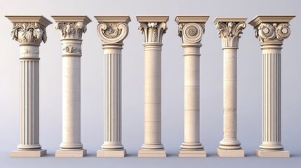 Collection of Seven Classical Architectural Columns