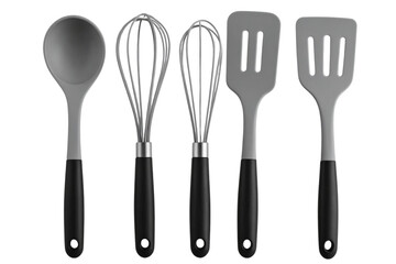 Non-stick Silicone Cooking Utensils in Neutral Tones, isolated on transparent background