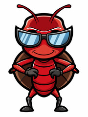 colorful illustration of a cartoon ant mascot character