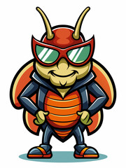 colorful illustration of a cartoon beetle mascot character