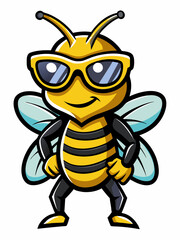 colorful illustration of a cartoon bee mascot character