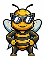 colorful illustration of a cartoon bee mascot character
