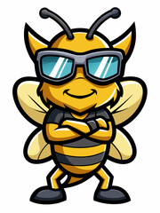 colorful illustration of a cartoon bee mascot character